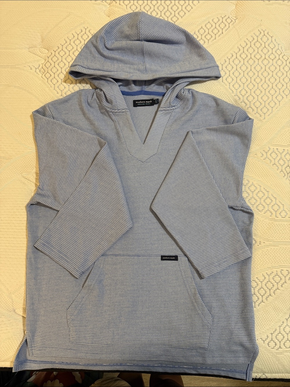 Southern Marsh Pale Blue V-Neck Hooded Sweater